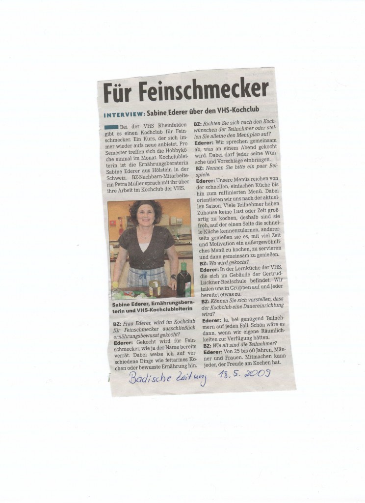 Badische Zeitung 18.5.09